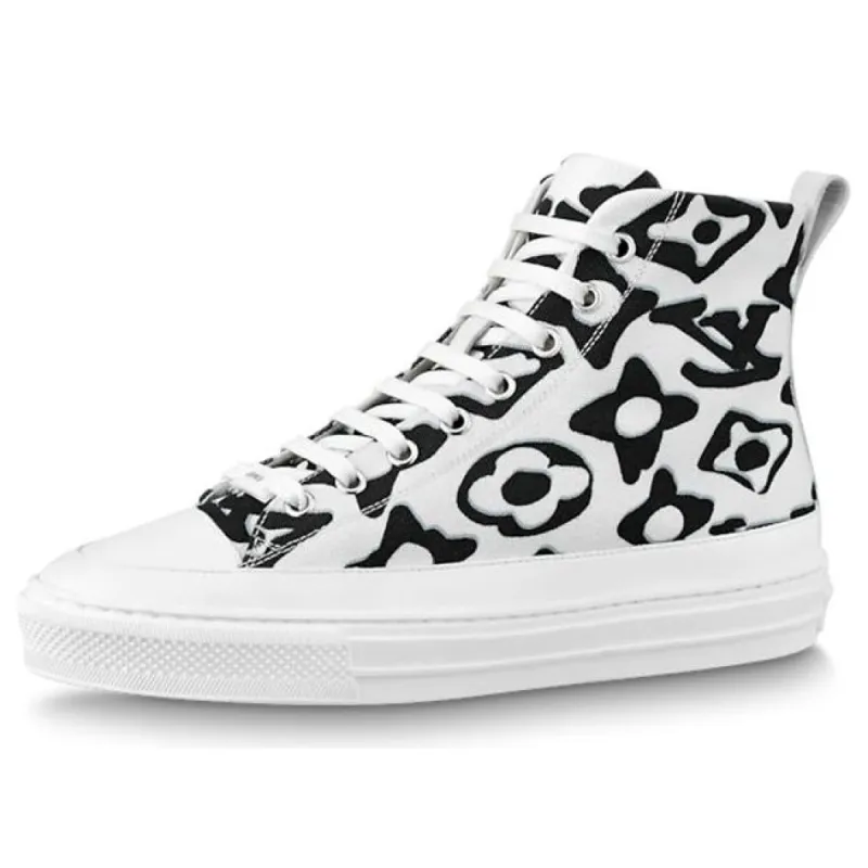 (WMNS) LOUIS VUITTON Stellar Ankle Sneakers 'White with Black Monogram' 1A8CYE sold by KicksCrew