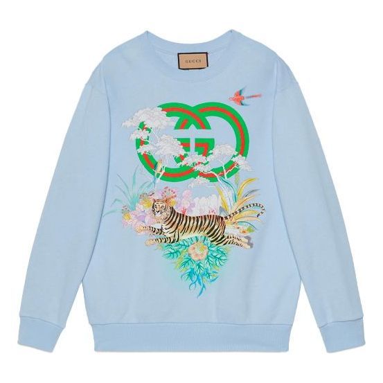 (WMNS) Gucci Tiger Interlocking G Sweatshirt 'Blue' 617964-XJD4F-4493 sold by KicksCrew