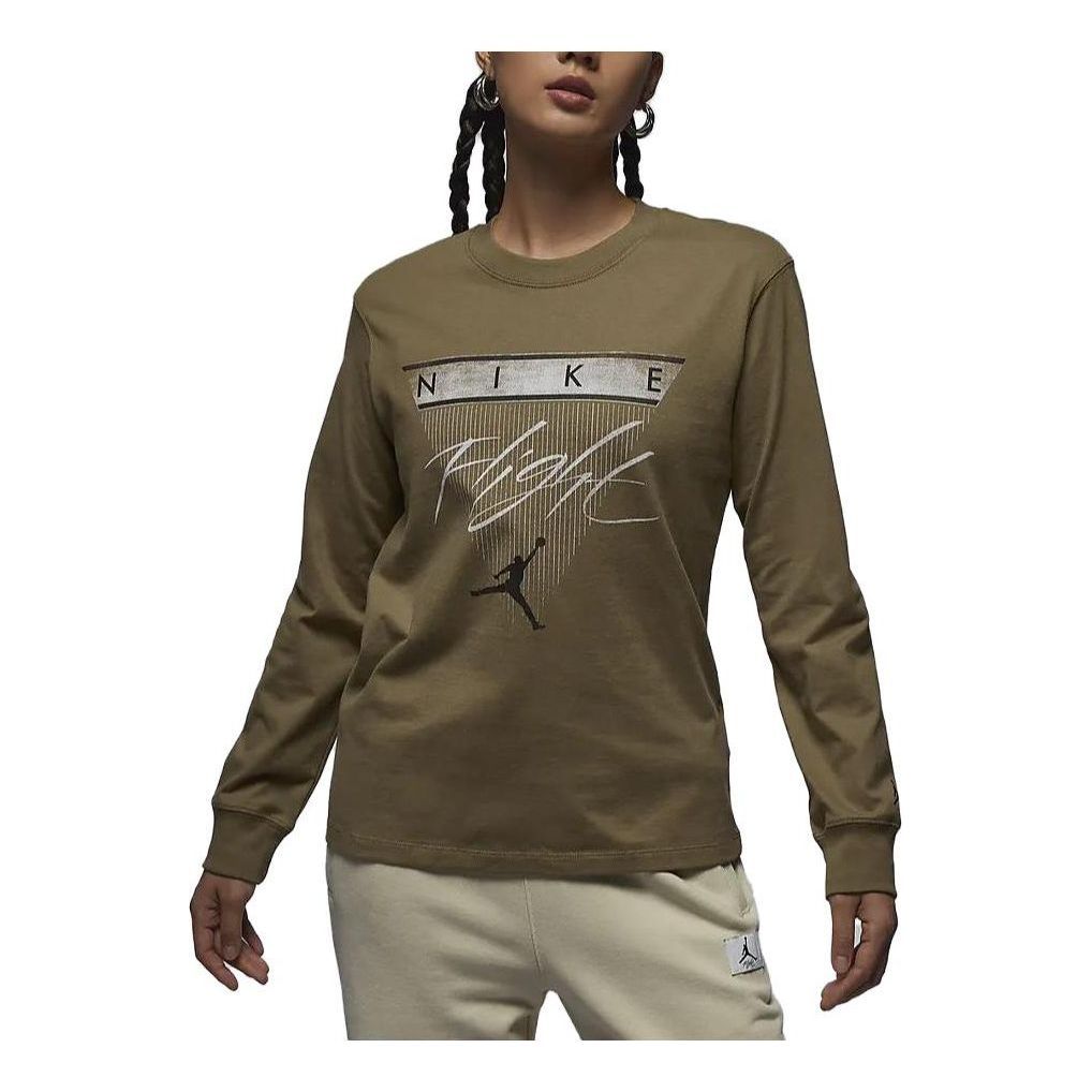 (WMNS) Air Jordan x Nike Long-Sleeve Graphic T-Shirt 'Olivegreen' FD7206-395 sold by KicksCrew