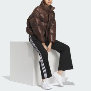 (WMNS) adidas originals Short Down Puffer Jacket 'Brown' IK2797 sold by KicksCrew