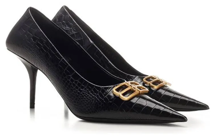 (WMNS) Balenciaga Square Knife BB Croc-Effect Leather Pumps 'Black' 734238WBE711000 sold by KicksCrew product image thumbnail 3