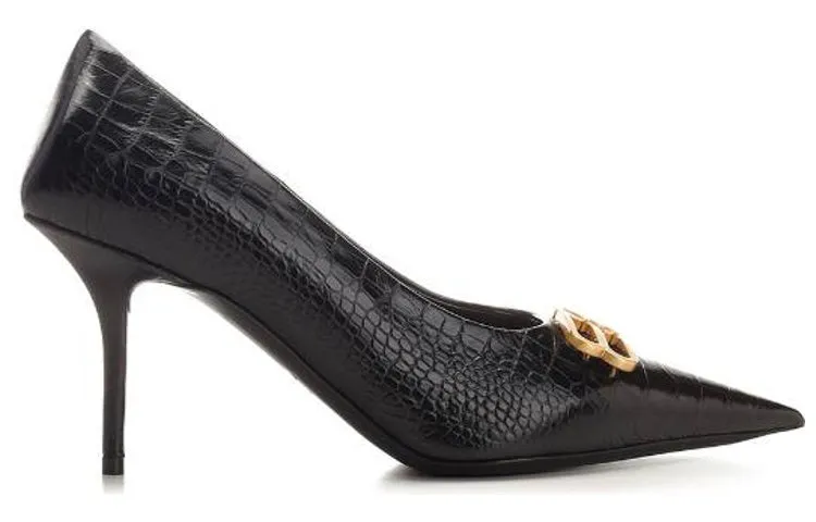 (WMNS) Balenciaga Square Knife BB Croc-Effect Leather Pumps 'Black' 734238WBE711000 sold by KicksCrew product image thumbnail 2