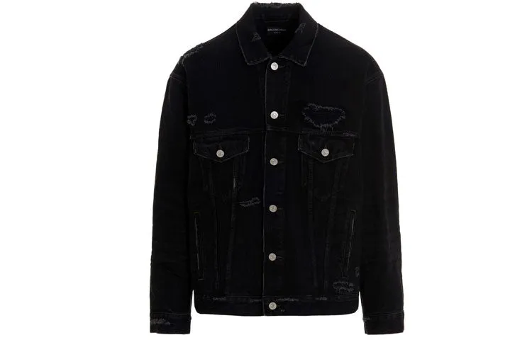 Balenciaga Barcode Destroyed Denim Jacket 'Black' 664329TBP471055 sold by KicksCrew product image thumbnail 2