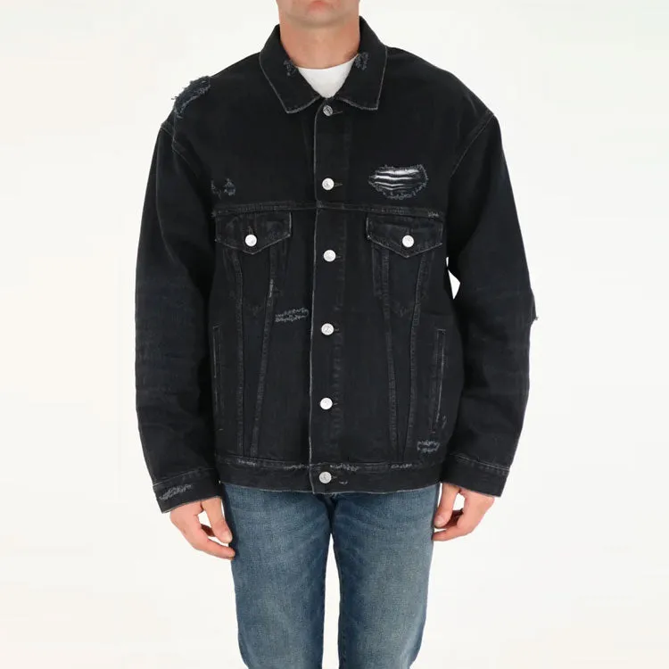 Balenciaga Barcode Destroyed Denim Jacket 'Black' 664329TBP471055 sold by KicksCrew product image thumbnail 3