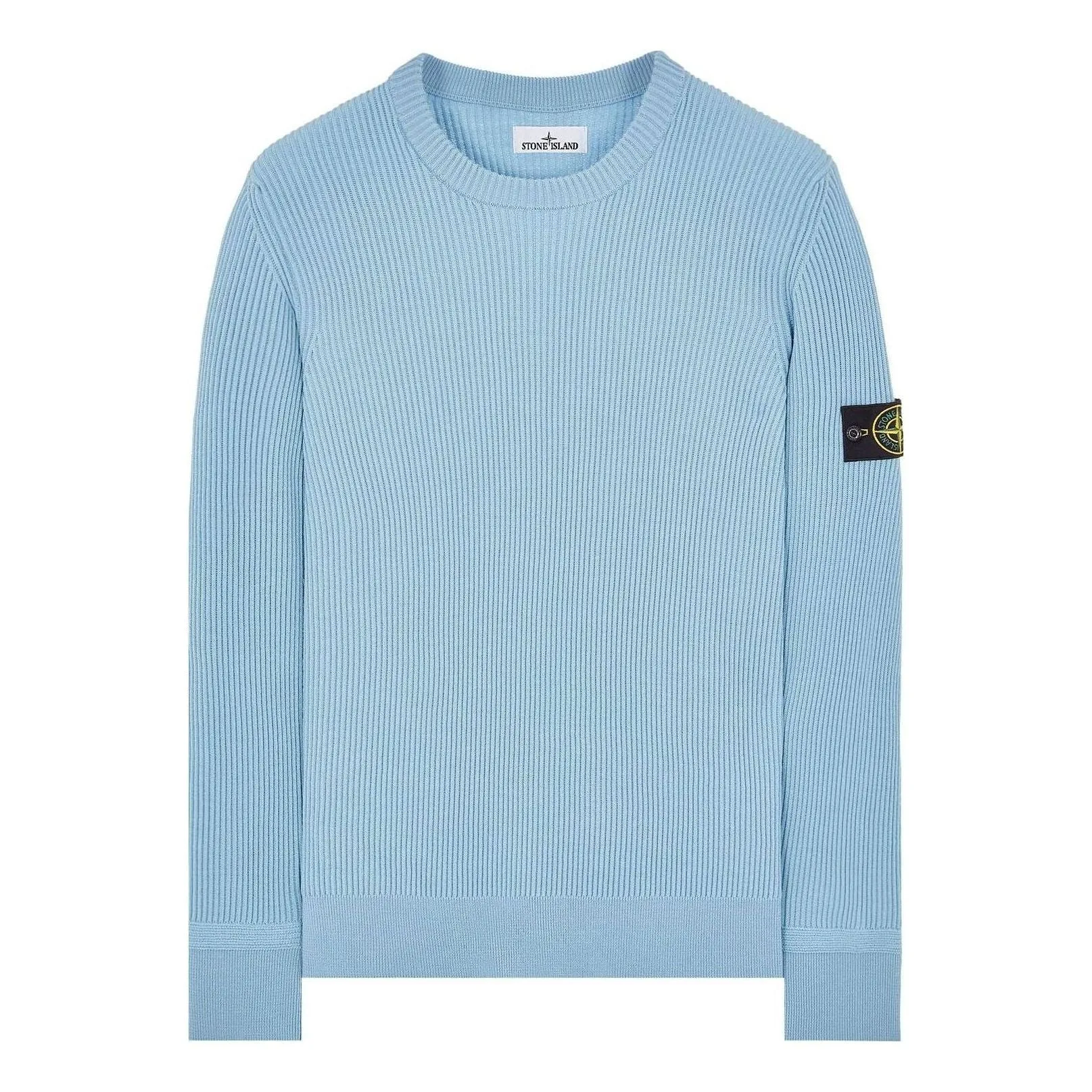STONE ISLAND Logo Patch Crewneck Knitted Sweater 'Sky Blue' 7915553C2-V0041 sold by KicksCrew