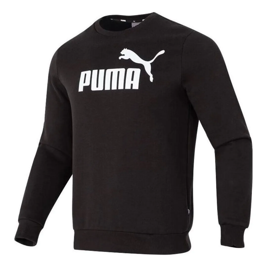 PUMA Letter Print Fleece Pullover Sweatshirt 'Black White' 682722-01 sold by KicksCrew