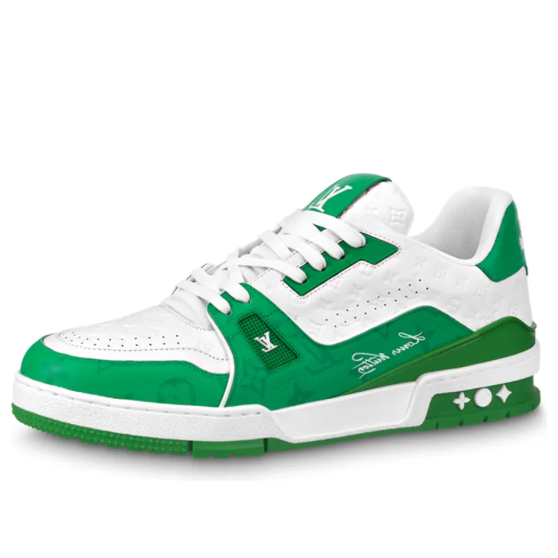 LOUIS VUITTON LV Trainers 'White Green' 1AANFY sold by KicksCrew