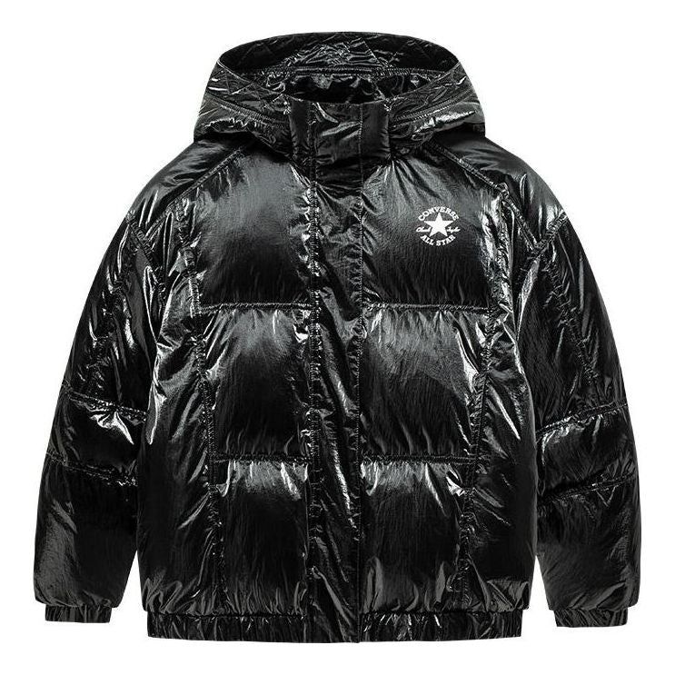 (GS) Converse Logo Short Down Jacket 'Black' CV2142082GS-002 sold by KicksCrew