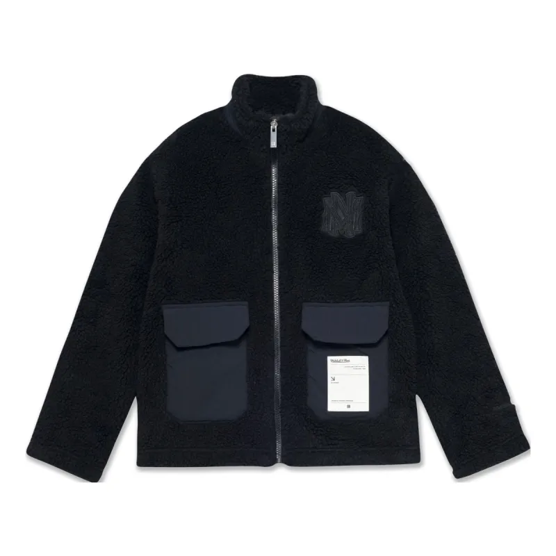 Mitchell & Ness Branded Sherpa Fleece Jacket 'Black' MNGMAWTOWJ022-BLK sold by KicksCrew