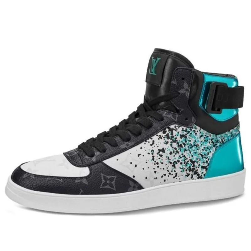 LOUIS VUITTON Rivoli Ankle Sneakers 'Metallic Blue with Black Monogram' 1A5YKP sold by KicksCrew
