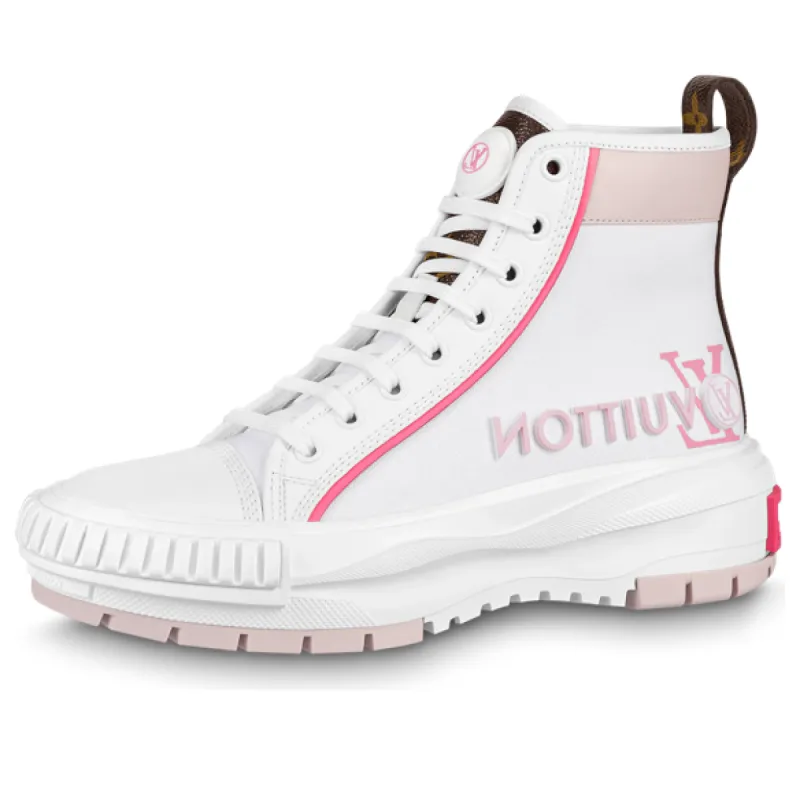 (WMNS) LOUIS VUITTON Squad Ankle Sneakers 'White Pink' 1AACV4 sold by KicksCrew