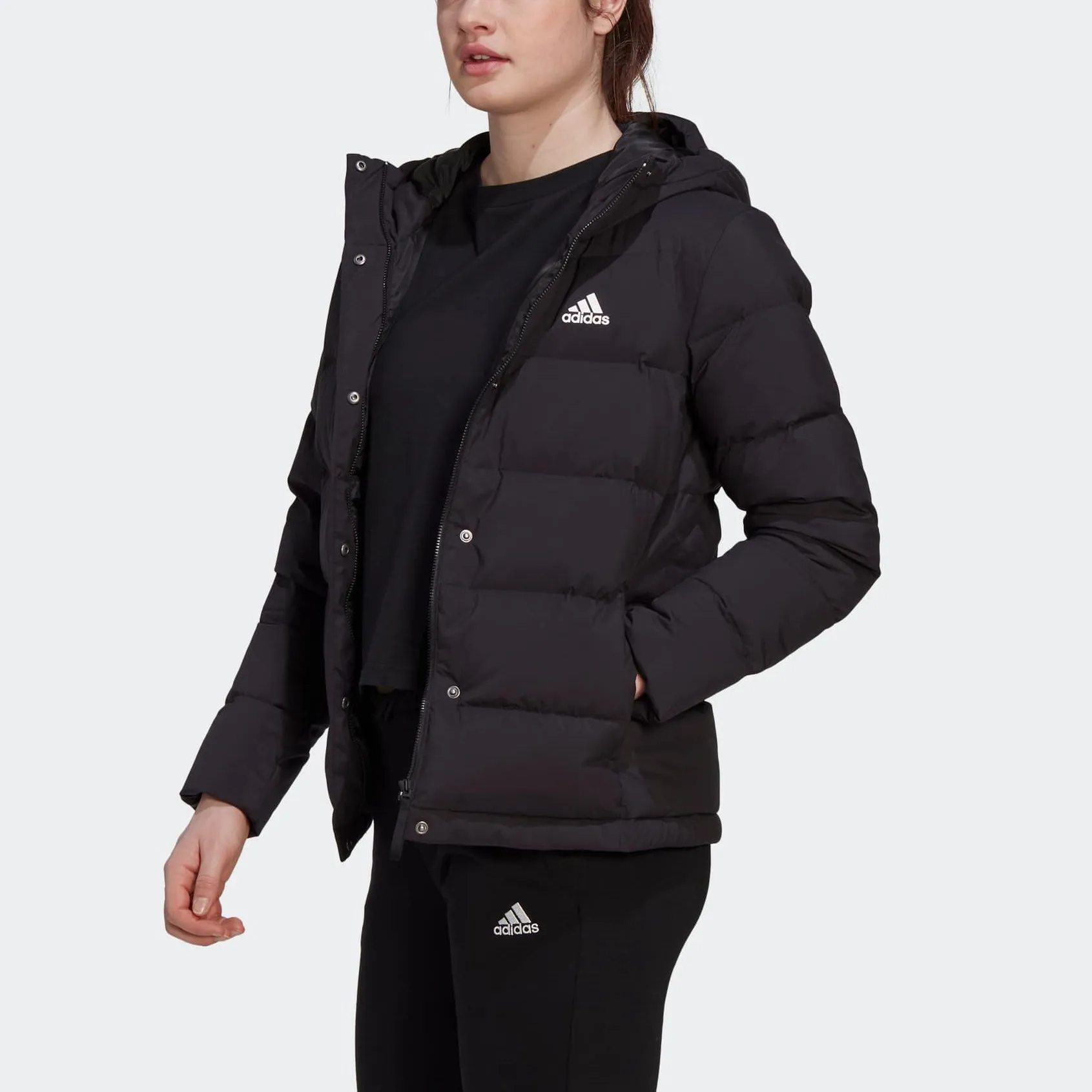 (WMNS) adidas Helionic Hooded Down Jacket 'Black' HG8747 sold by KicksCrew product image thumbnail 4