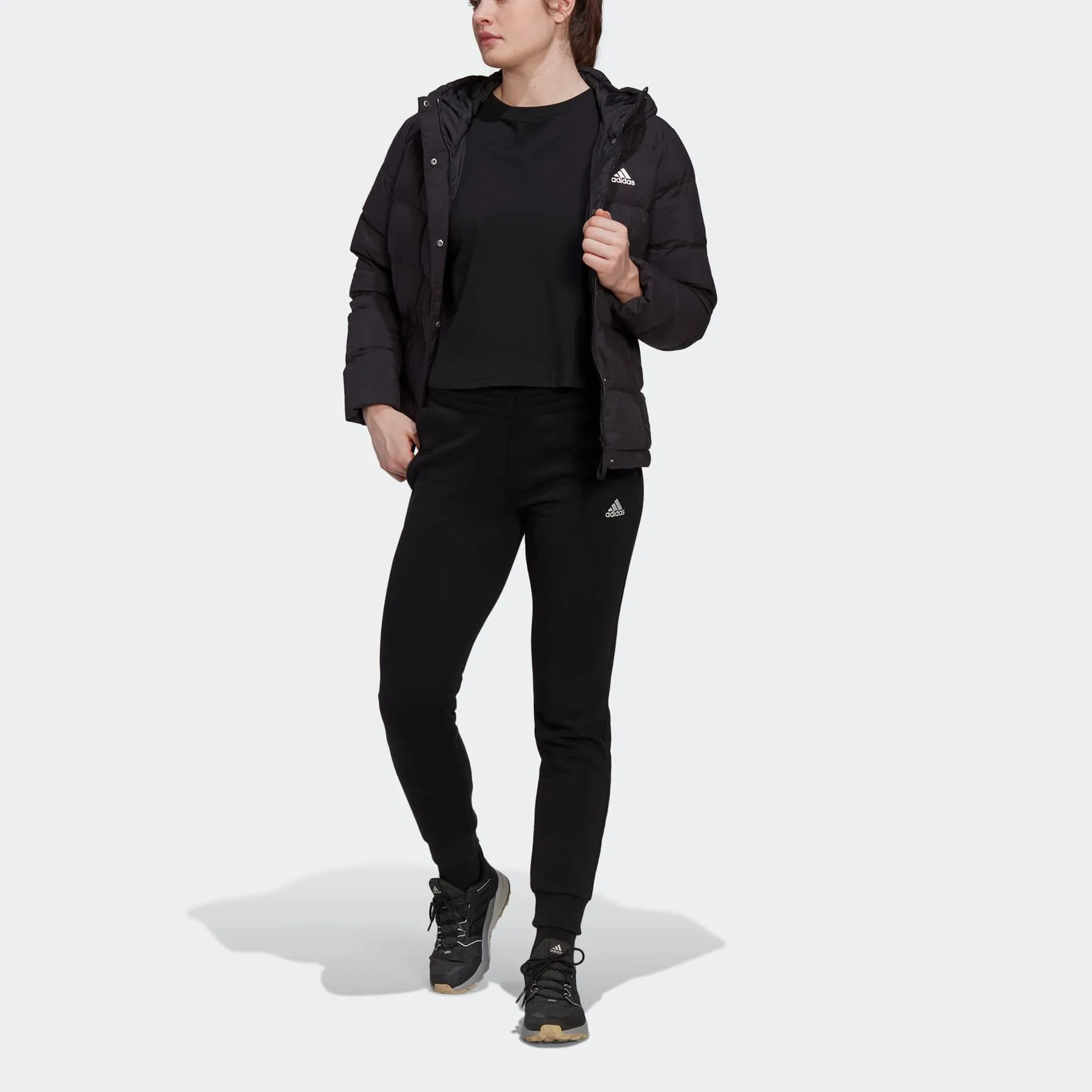 (WMNS) adidas Helionic Hooded Down Jacket 'Black' HG8747 sold by KicksCrew product image thumbnail 2