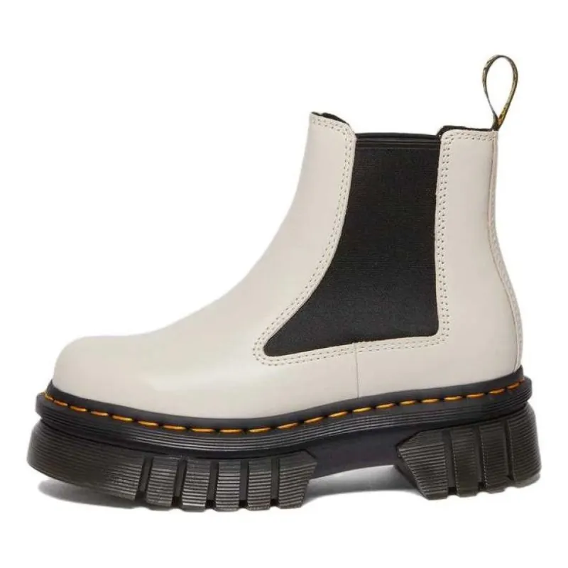 (WMNS) Dr. Martens Audrick Nappa Leather Platform Chelsea Boots 'Cobblestone Grey' 27148055 sold by KicksCrew
