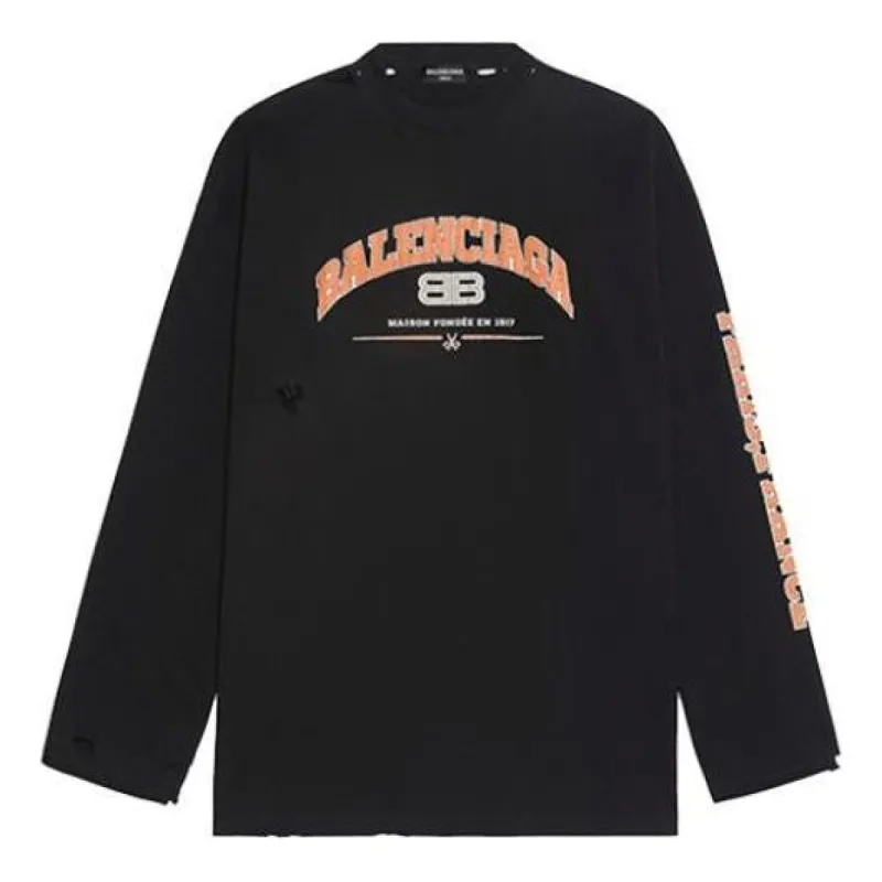 Balenciaga Maison Balenciaga Long Sleeve T-Shirt 'Black' 681046TLVJ11074 sold by KicksCrew