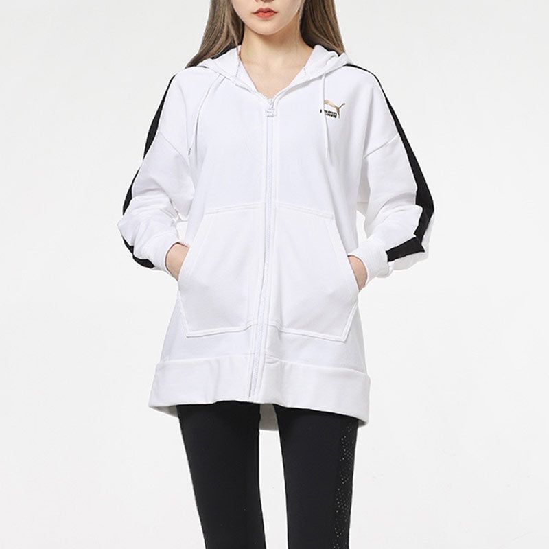 (WMNS) Puma Full-Zip Sleeve Striped Jacket 'White Black' 531278-02 sold by KicksCrew product image thumbnail 3