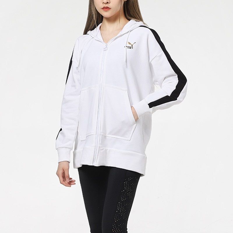 (WMNS) Puma Full-Zip Sleeve Striped Jacket 'White Black' 531278-02 sold by KicksCrew product image thumbnail 5