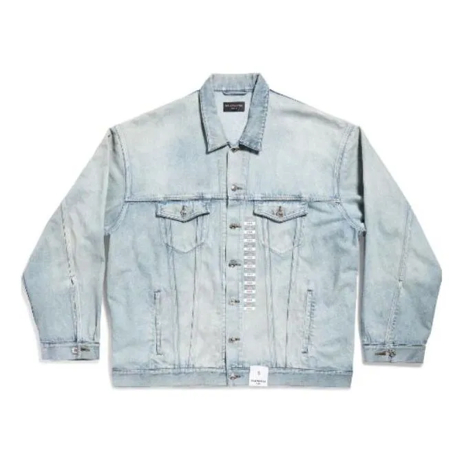 Balenciaga Denim Size Sticker Jacket 'Blue' 767947TDW144016 sold by KicksCrew