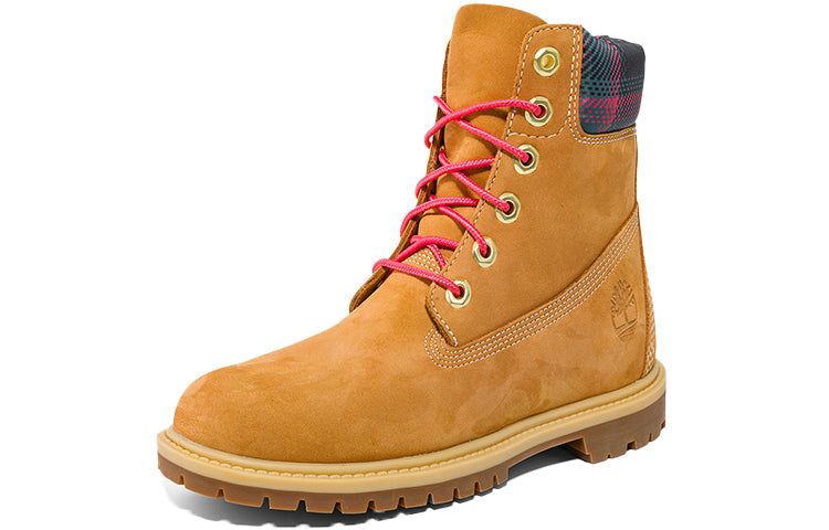 (WMNS) Timberland Heritage 6 Inch Waterproof Boots 'Wheat Nubuck with Pink Teal Plaid' A5MC4231 sold by KicksCrew product image thumbnail 3