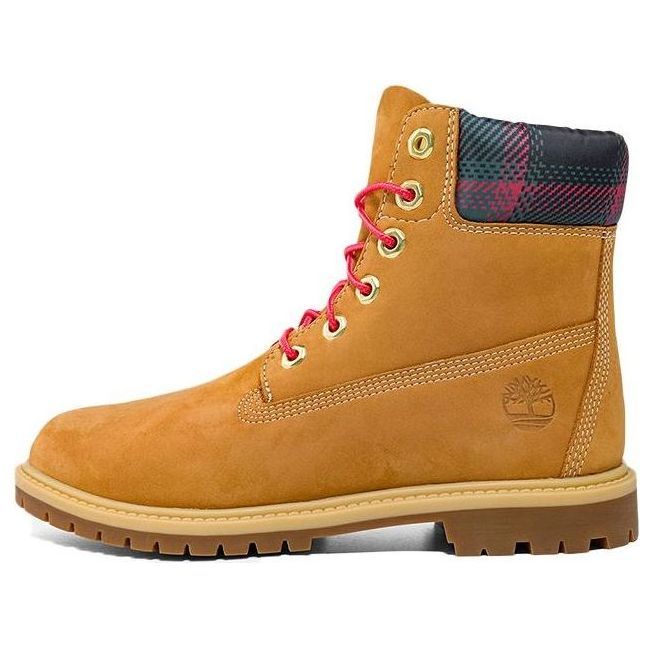 (WMNS) Timberland Heritage 6 Inch Waterproof Boots 'Wheat Nubuck with Pink Teal Plaid' A5MC4231 sold by KicksCrew