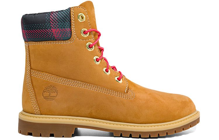 (WMNS) Timberland Heritage 6 Inch Waterproof Boots 'Wheat Nubuck with Pink Teal Plaid' A5MC4231 sold by KicksCrew product image thumbnail 2