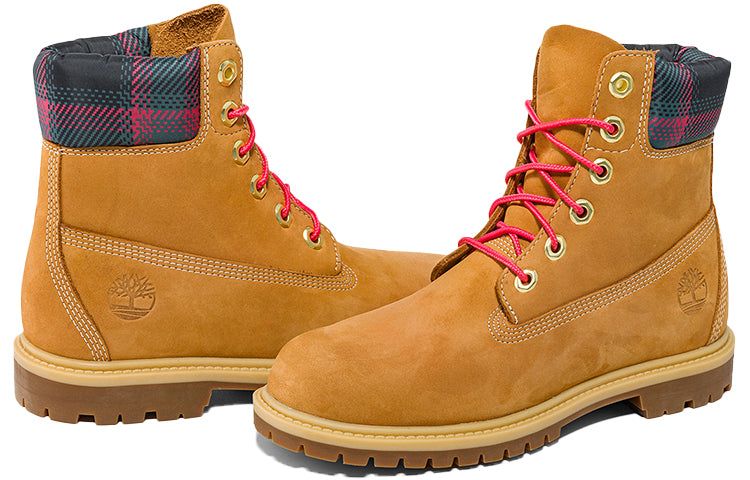 (WMNS) Timberland Heritage 6 Inch Waterproof Boots 'Wheat Nubuck with Pink Teal Plaid' A5MC4231 sold by KicksCrew product image thumbnail 5