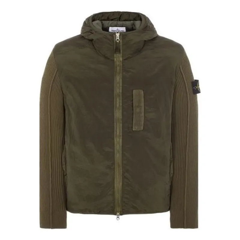 STONE ISLAND Logo Patch Zip-Up Hooded Jacket 'Olive Green' 791544134-V0058 sold by KicksCrew
