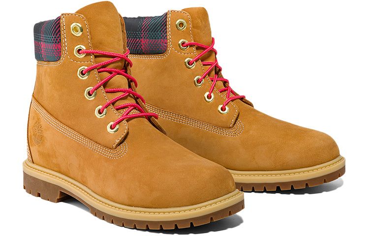 (WMNS) Timberland Heritage 6 Inch Waterproof Boots 'Wheat Nubuck with Pink Teal Plaid' A5MC4231 sold by KicksCrew product image thumbnail 4