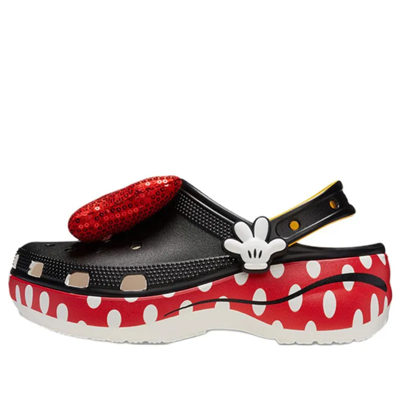 (WMNS) Crocs x Minnie Mouse Classic Platform Clogs 'Black Red White' 209896-100 sold by KicksCrew