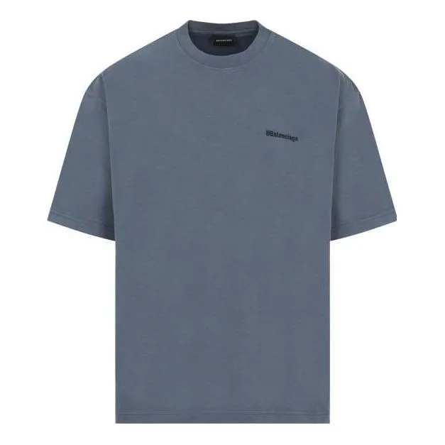 Balenciaga BB T-Shirt Medium Fit 'Blue Black' 612966TNVG74183 sold by KicksCrew