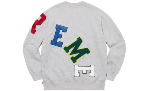 Supreme Big Logo Arc Crewneck Sweater 'Grey Blue Red' SUP-FW20-017 sold by KicksCrew