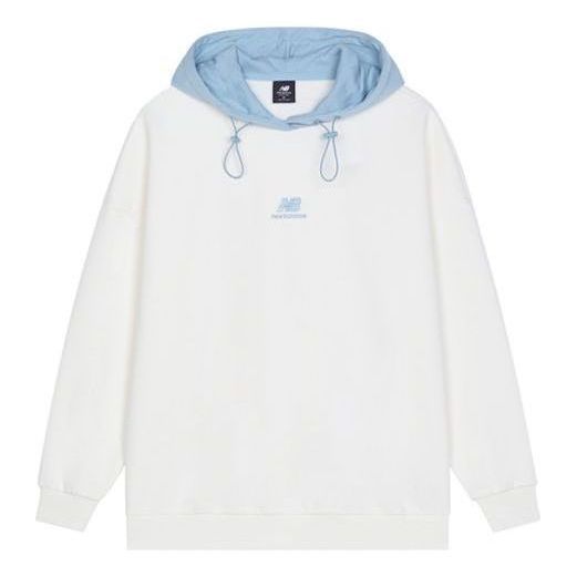 (WMNS) New Balance Logo Fleece Hoodie 'White Blue' AWT13346-AS9 sold by KicksCrew