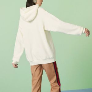 (WMNS) Gucci Cotton jersey hooded sweatshirt with Gucci Depuis 1921 cat print 'White' 717427-XJFNL-9095 sold by KicksCrew