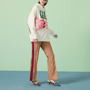(WMNS) Gucci Cotton jersey hooded sweatshirt with Gucci Depuis 1921 cat print 'White' 717427-XJFNL-9095 sold by KicksCrew