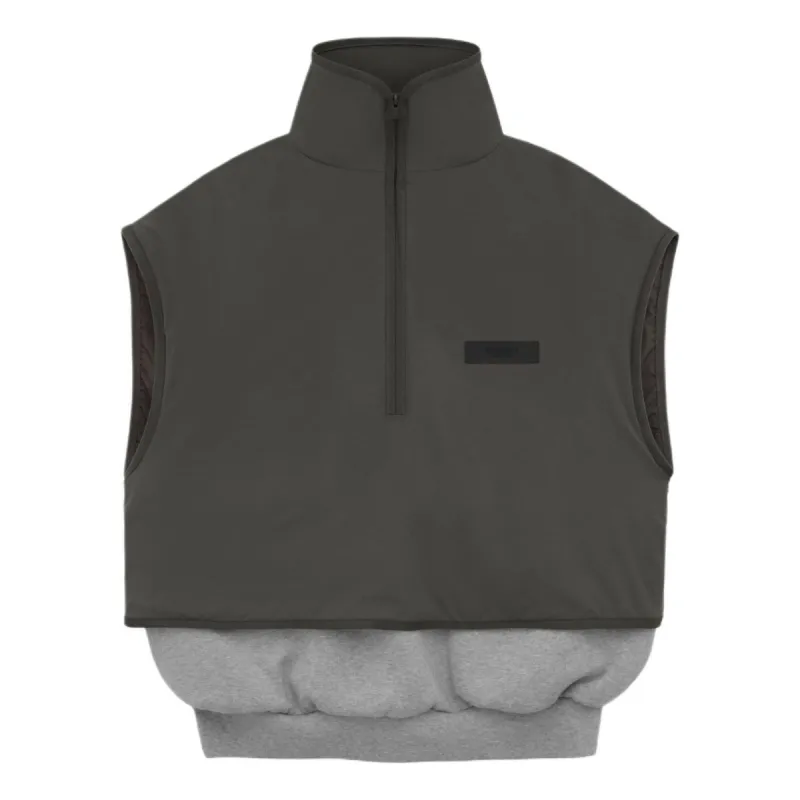 Fear of God Essentials SS24 Nylon Fleece Mockneck Vest 'Dark Heather Oatmeal Ink' 202SP244293F sold by KicksCrew