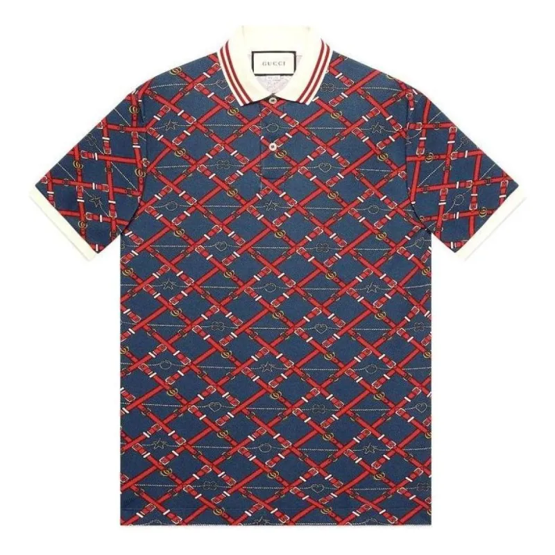 Gucci Belt Check Polo Shirt 'Blue Red' 587461-XJBPI-4062 sold by KicksCrew