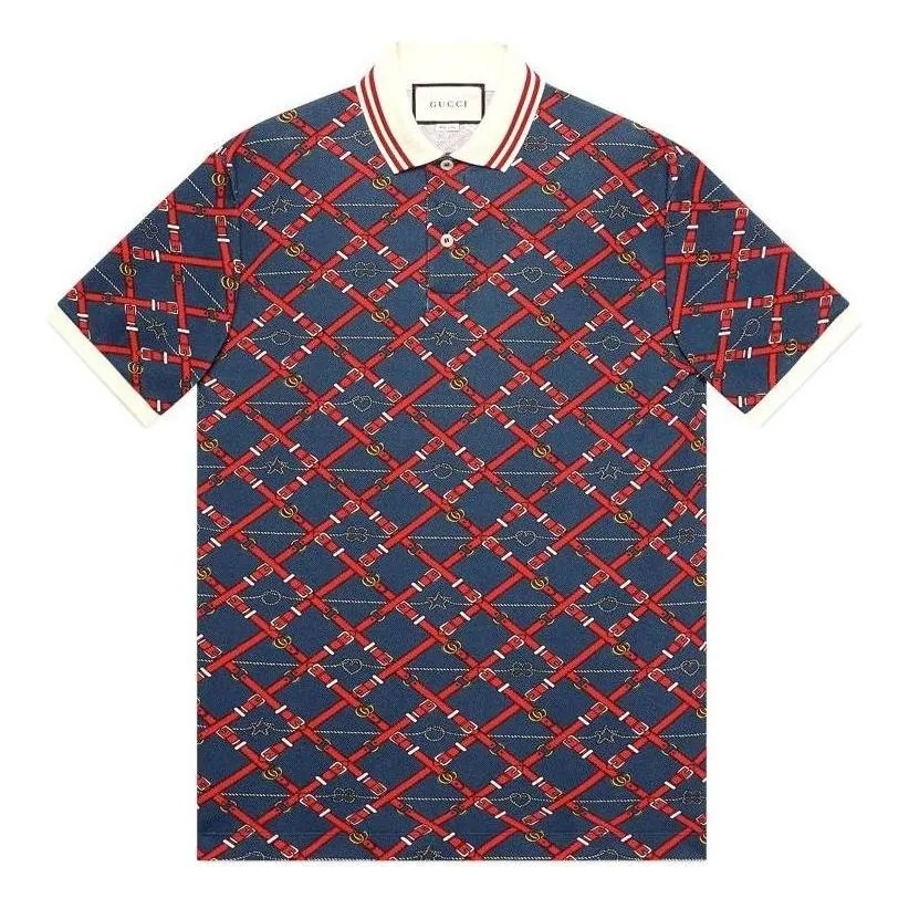Gucci Belt Check Polo Shirt 'Blue Red' 587461-XJBPI-4062 sold by KicksCrew