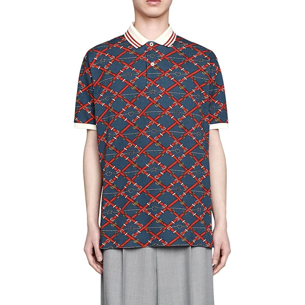 Gucci Belt Check Polo Shirt 'Blue Red' 587461-XJBPI-4062 sold by KicksCrew product image thumbnail 2