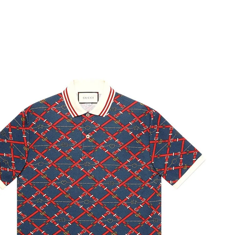 Gucci Belt Check Polo Shirt 'Blue Red' 587461-XJBPI-4062 sold by KicksCrew product image thumbnail 5