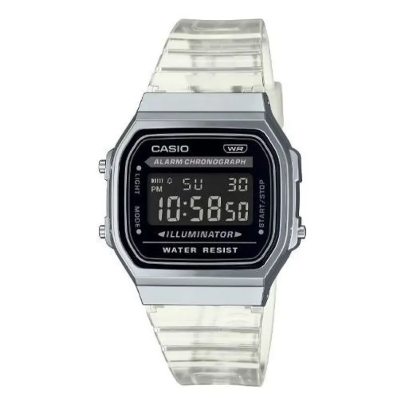 CASIO Digital 'Clear Silver Black' A168XES-1B sold by KicksCrew