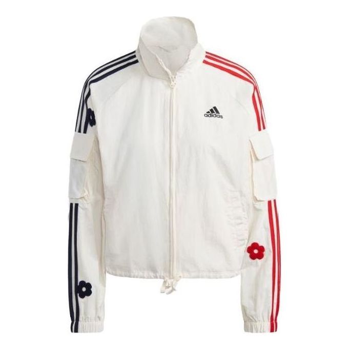 (WMNS) Adidas Flower Woven Jackets 'White Red Black' HY8593 sold by KicksCrew