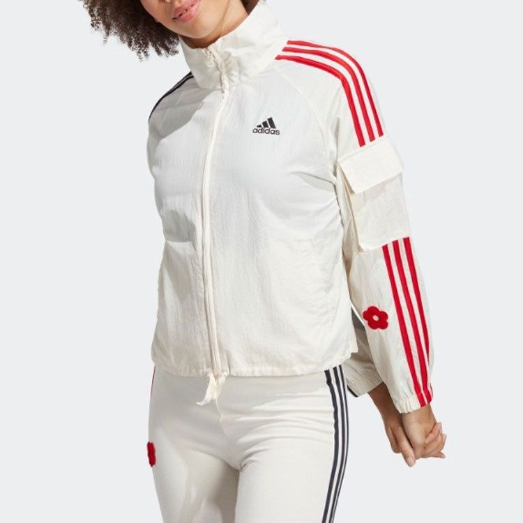 (WMNS) Adidas Flower Woven Jackets 'White Red Black' HY8593 sold by KicksCrew product image thumbnail 4
