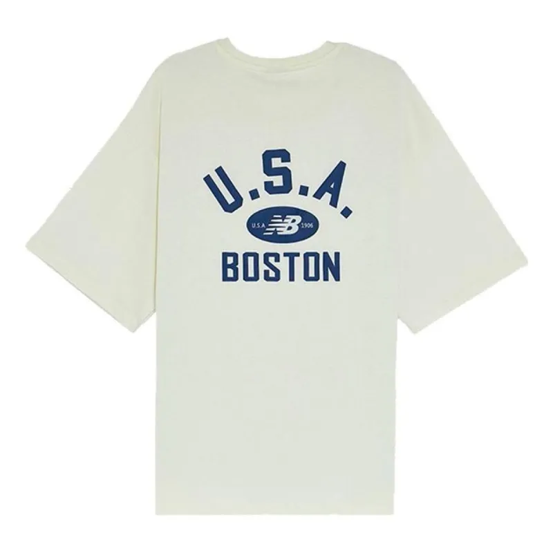 New Balance Boston Tee 'White Blue' AMT22391-IV sold by KicksCrew