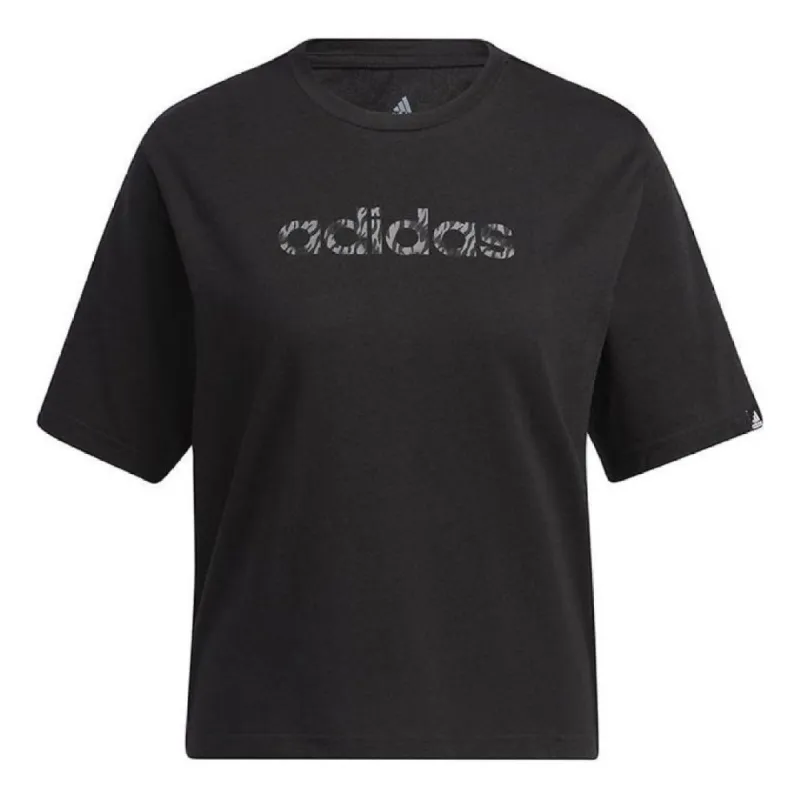(WMNS) adidas Water Tiger Graphic Crop T-Shirt Asia Sizing 'Black' H57401 sold by KicksCrew
