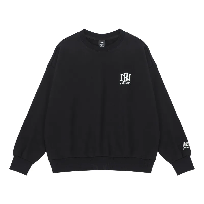 New Balance Logo Print Sweatshirt 'Black White' AMT23330-BK made by New Balance