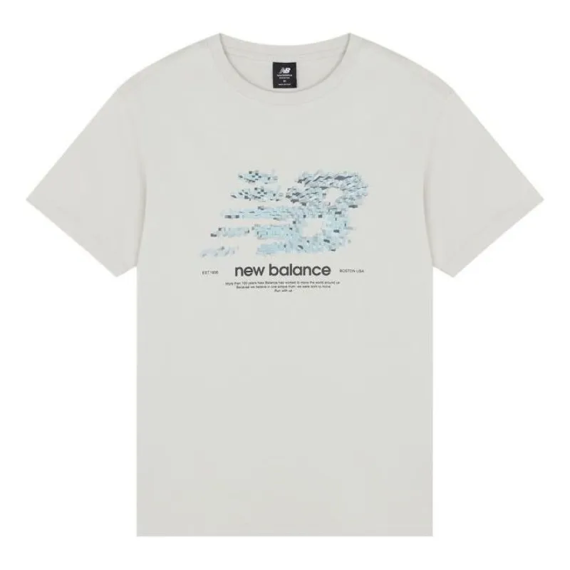 New Balance Logo Casual Tee 'Beige Blue' AMT22388-CFO sold by KicksCrew