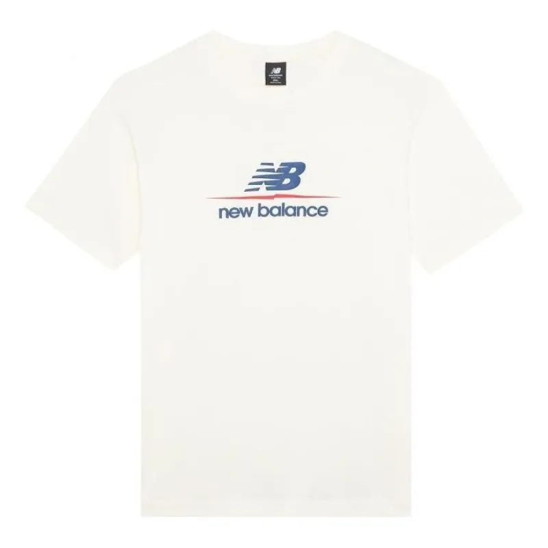 New Balance Logo Print Tee 'White Blue' AMT22393-IV sold by KicksCrew