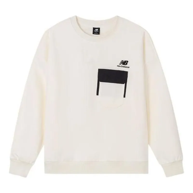 New Balance Logo Pocket Sweatshirt 'White Black' AMT24371-CIC sold by KicksCrew