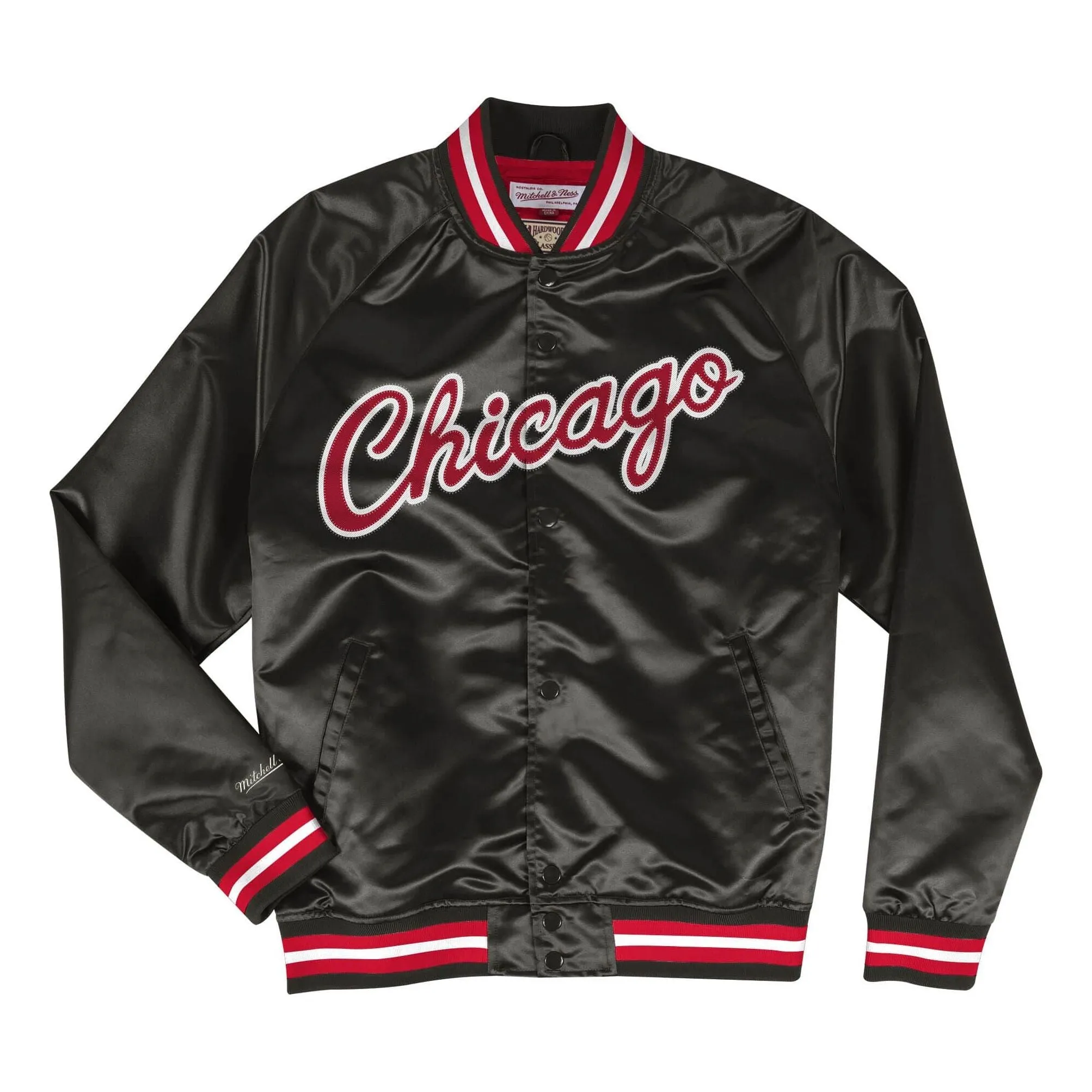 Mitchell & Ness x NBA Lightweight Satin Jacket 'Chicago Bulls' STJKMG18013-CBUBLCK sold by KicksCrew