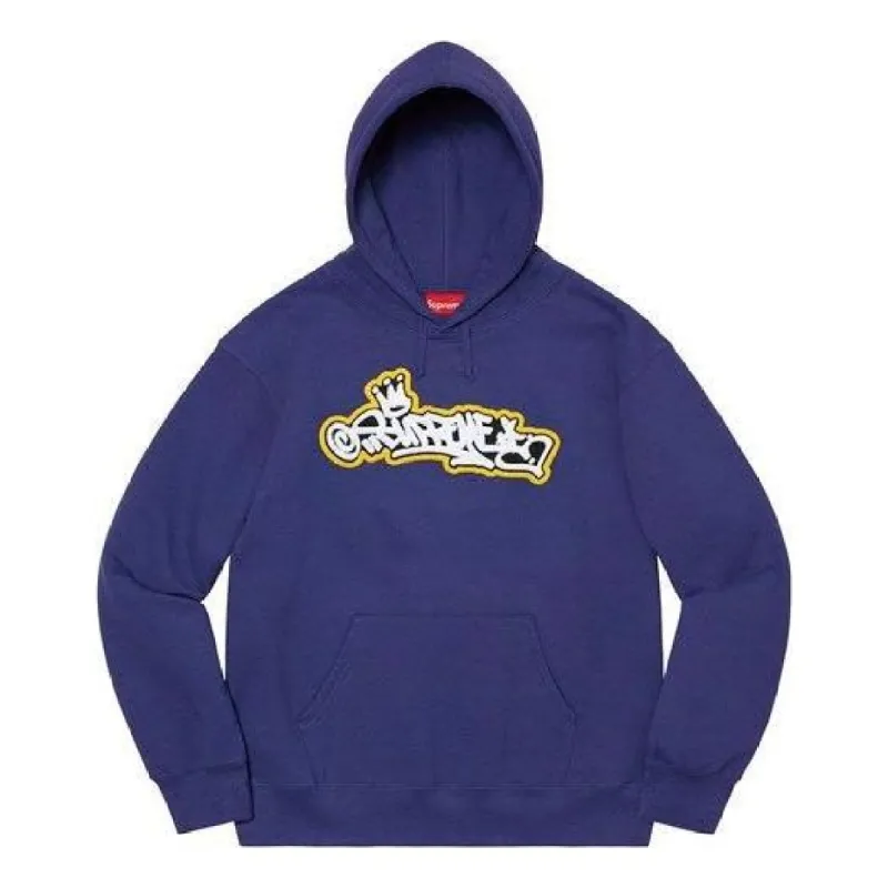 Supreme Handstyle Hooded Sweatshirt 'Purple White' SUP-SS21-659 sold by KicksCrew